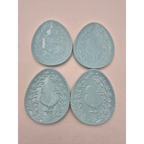 Ceramic Egg-Shaped Plates By Valerie Parr- Blue NIB - Picture 1 of 4